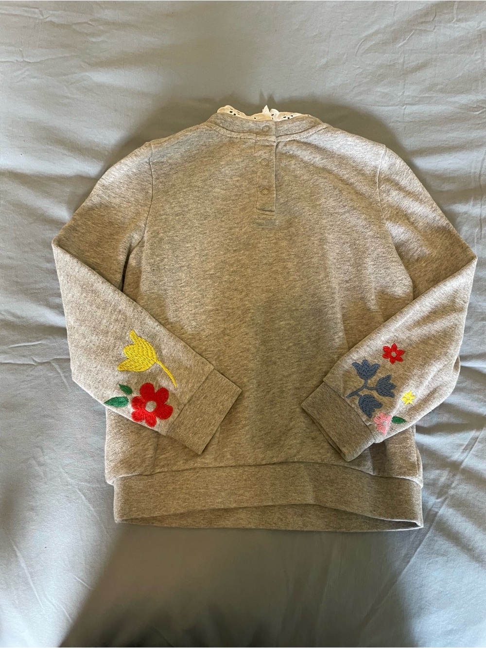 Mini Boden Gray Sweatshirt with Colorful Floral Embroidery - Picture 3 of 3